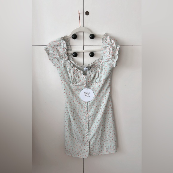 NWT Princess Polly Donna Mini Dress 4 Floral Off Shoulder Puff Sleeve Coquette - Picture 9 of 13